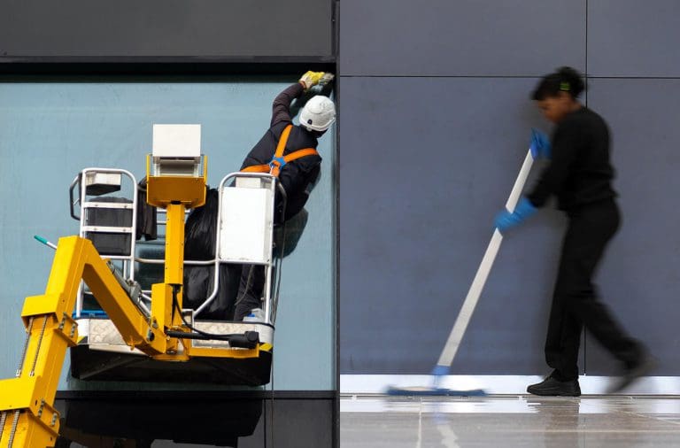 Window Cleaning Floor Cleaning Workers Window Cleaning Floor Cleaning Workers